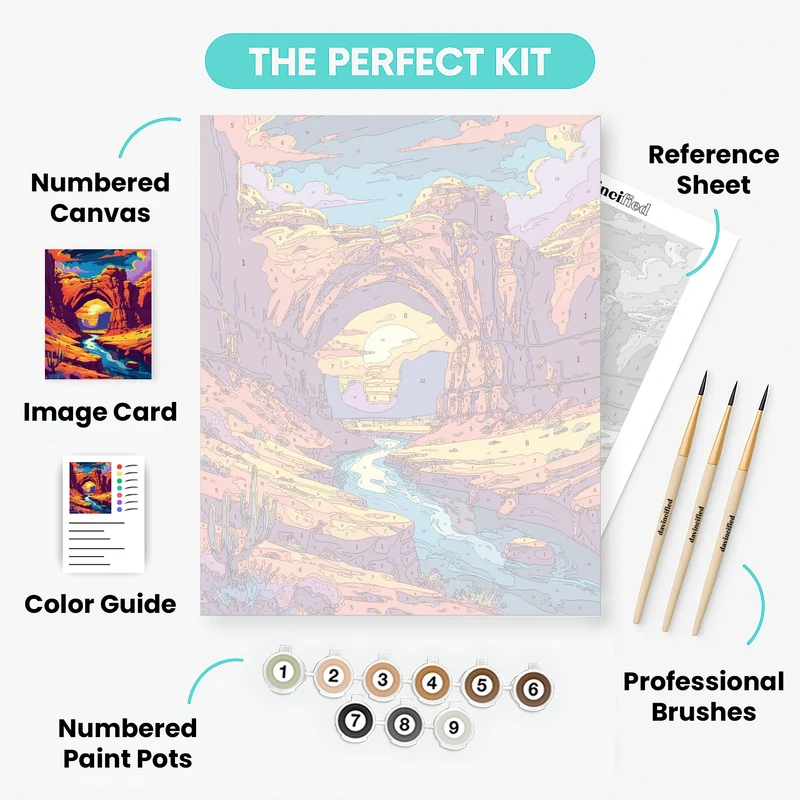 Arches National Park Canyon River Sunset - Paint by Numbers Kit