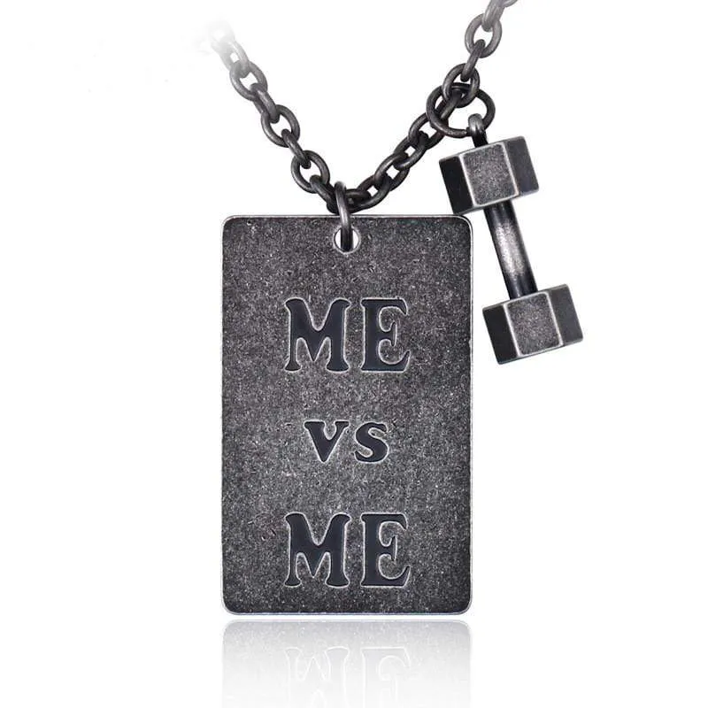 Herren Punk Letter Rectangle Halskette mit Hanteln