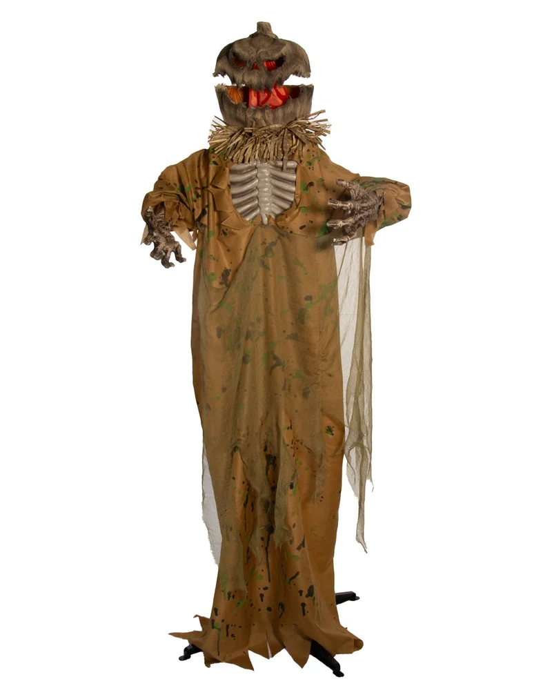 Kürbismann Vogelscheuche mit Schockeffekt, Light & Sound 170cm
