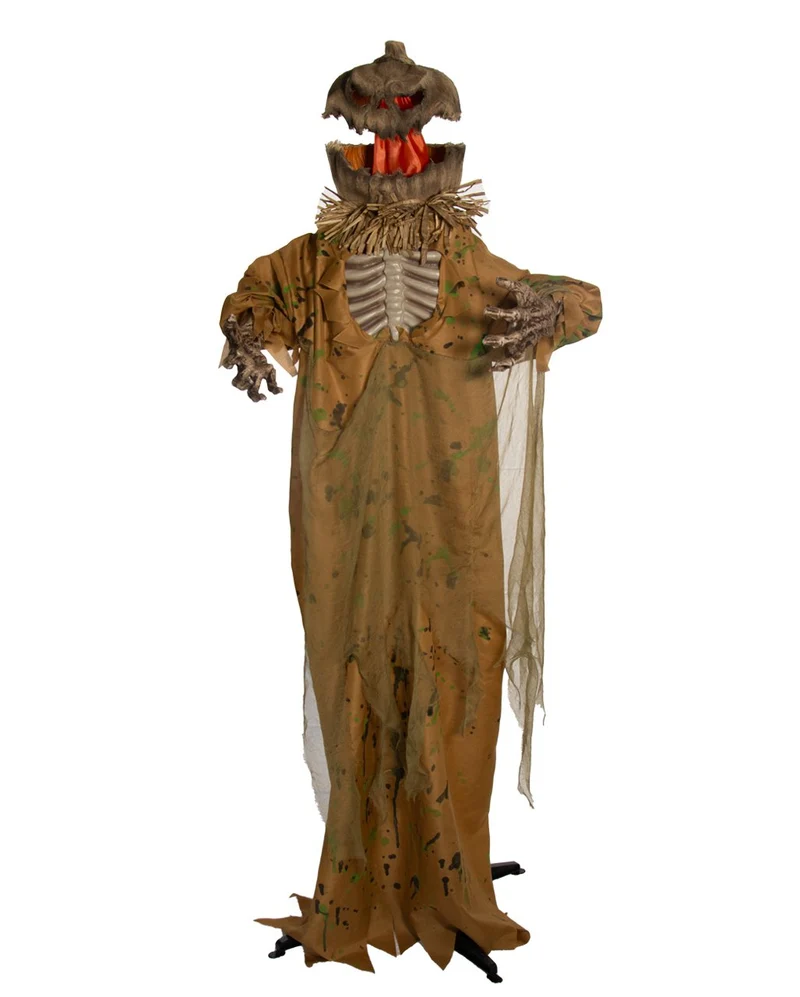 Kürbismann Vogelscheuche mit Schockeffekt, Light & Sound 170cm