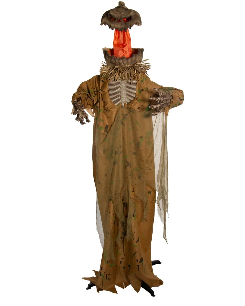 Kürbismann Vogelscheuche mit Schockeffekt, Light & Sound 170cm