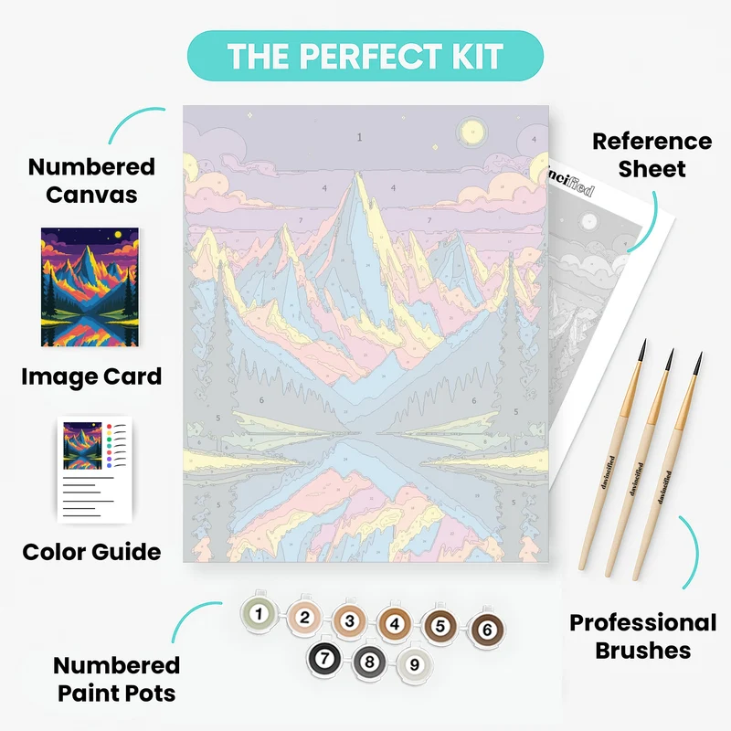 Grand Teton National Park Psychedelic Night Reflection - Paint by Numbers Kit