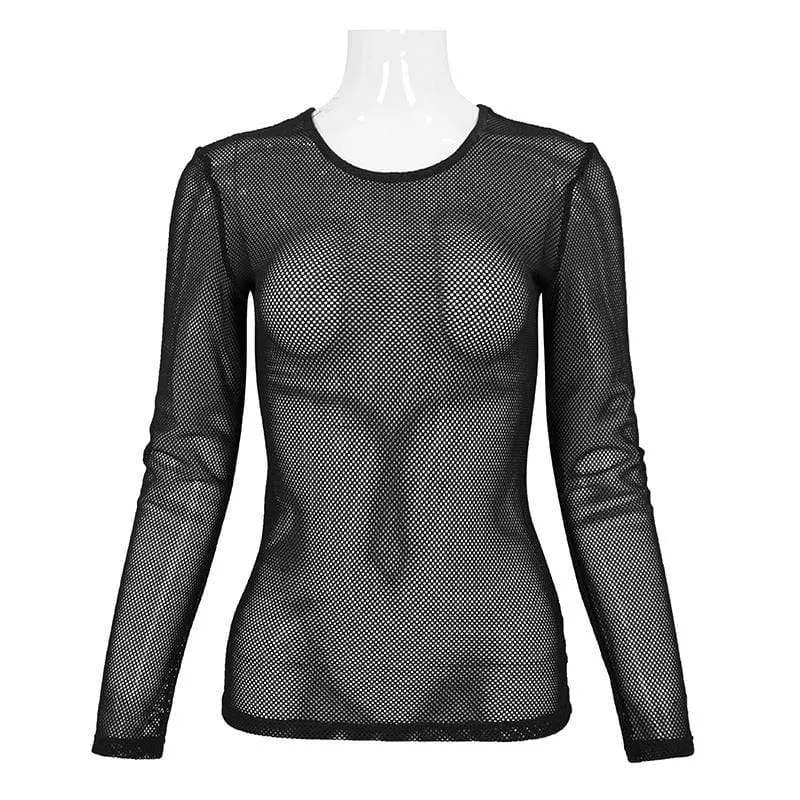 Gothic transparente Mesh-Oberteile für Damen