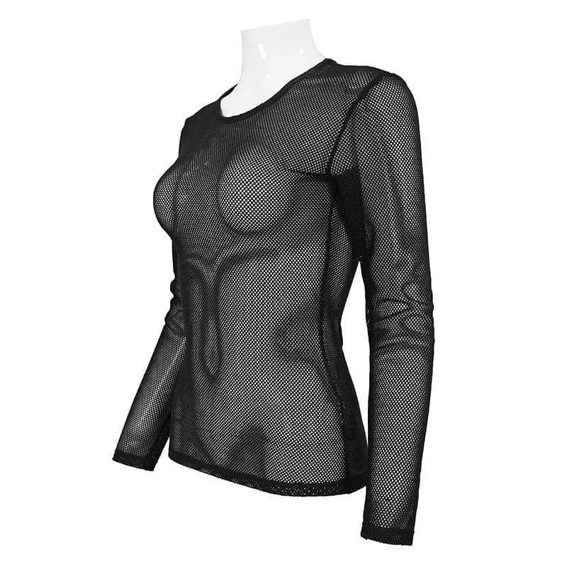 Gothic transparente Mesh-Oberteile für Damen