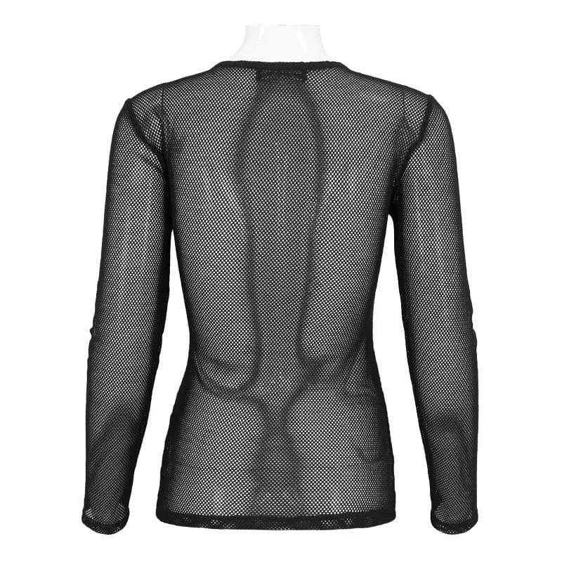 Gothic transparente Mesh-Oberteile für Damen