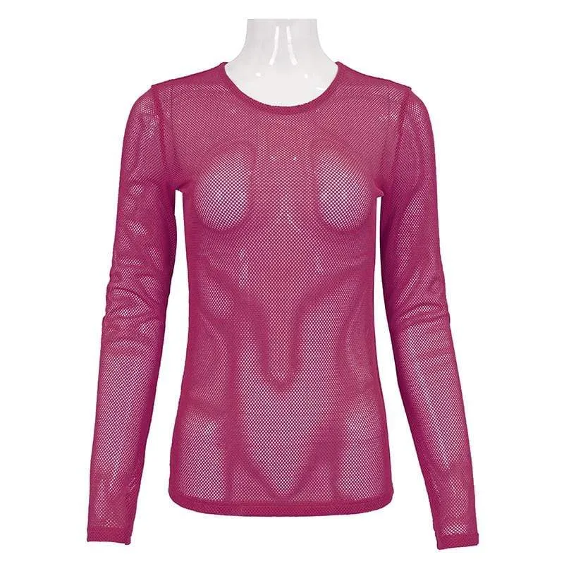 Gothic transparente Mesh-Oberteile für Damen