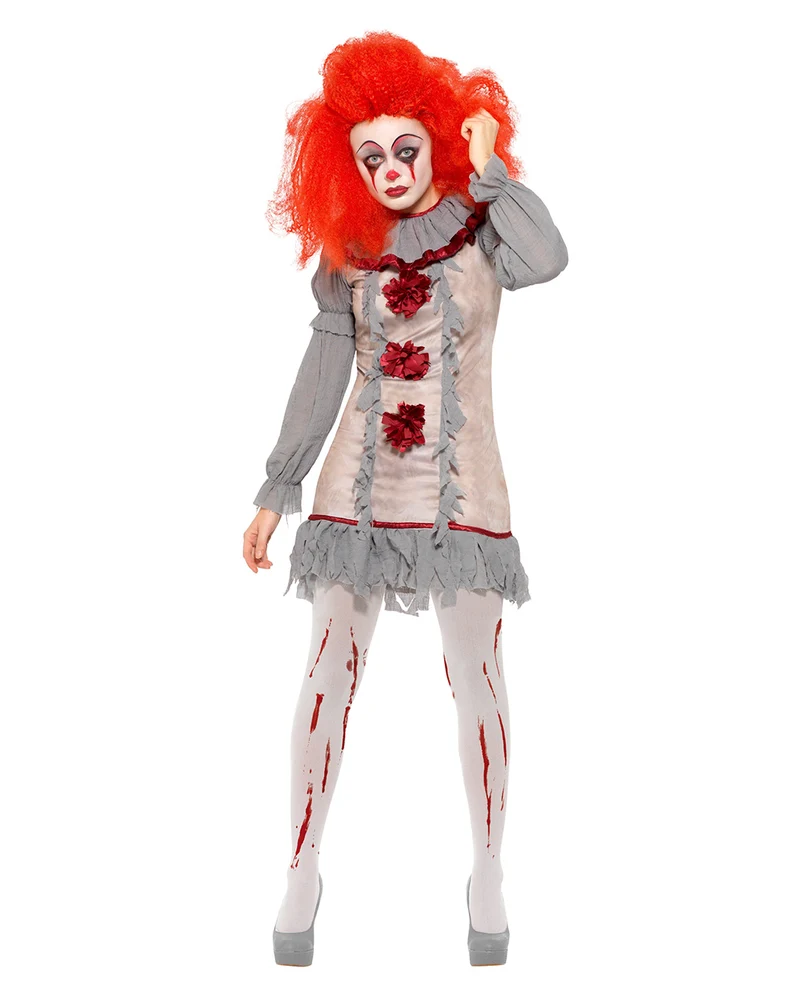 Vintage Horror-Clown Damen Kostüm