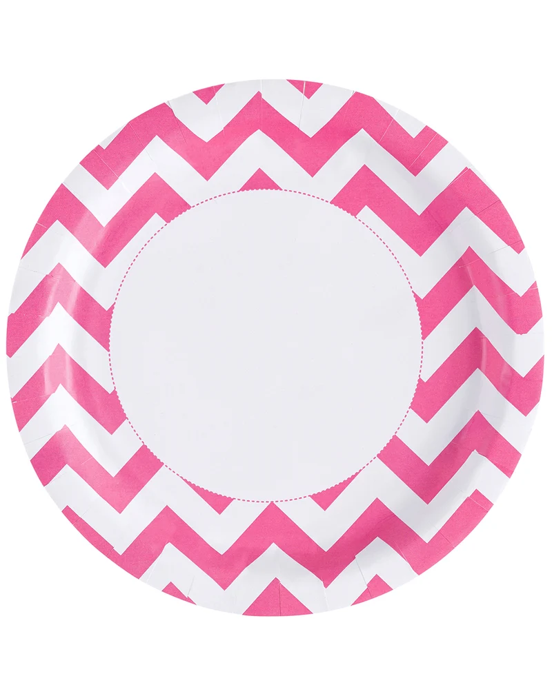 Pinke Zick-Zack Pappteller 8 St.
