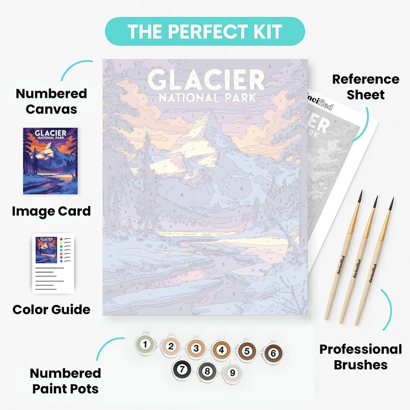 Glacier National Park Winter Creek Twilight - Paint by Numbers Kit