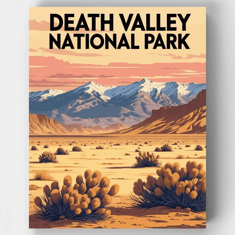 Death Valley National Park Desert Flats and Snowy Peaks - Paint by Numbers Kit