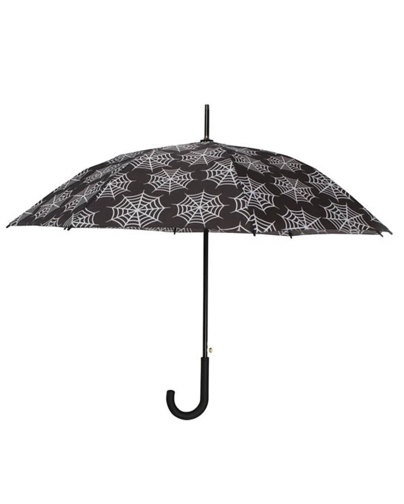 Gothic Regenschirm mit Spinnweben Motiv