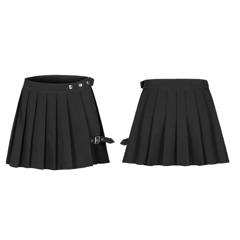 Schwarze zweiteilige Hosenrock im Grunge-Stil mit Faltenrock für Damen