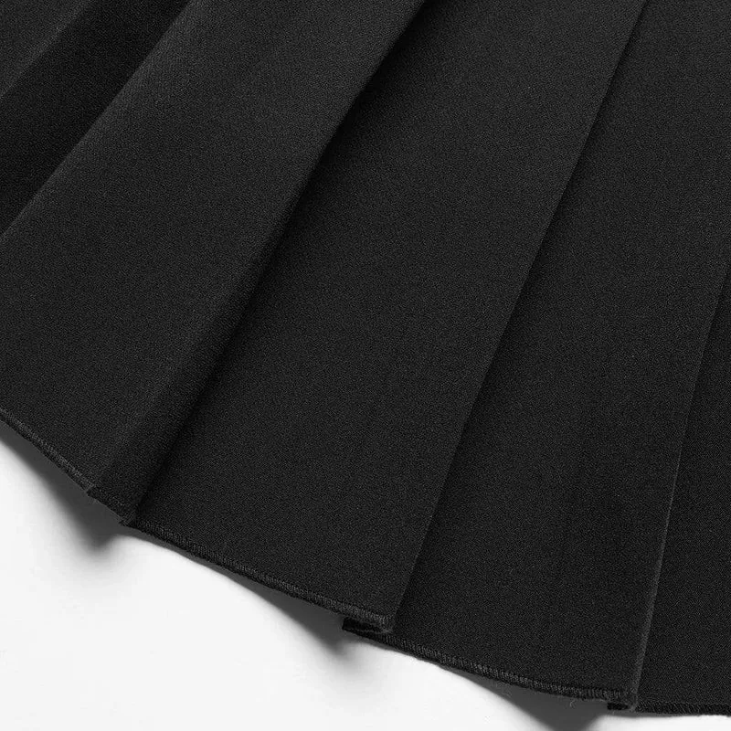 Schwarze zweiteilige Hosenrock im Grunge-Stil mit Faltenrock für Damen