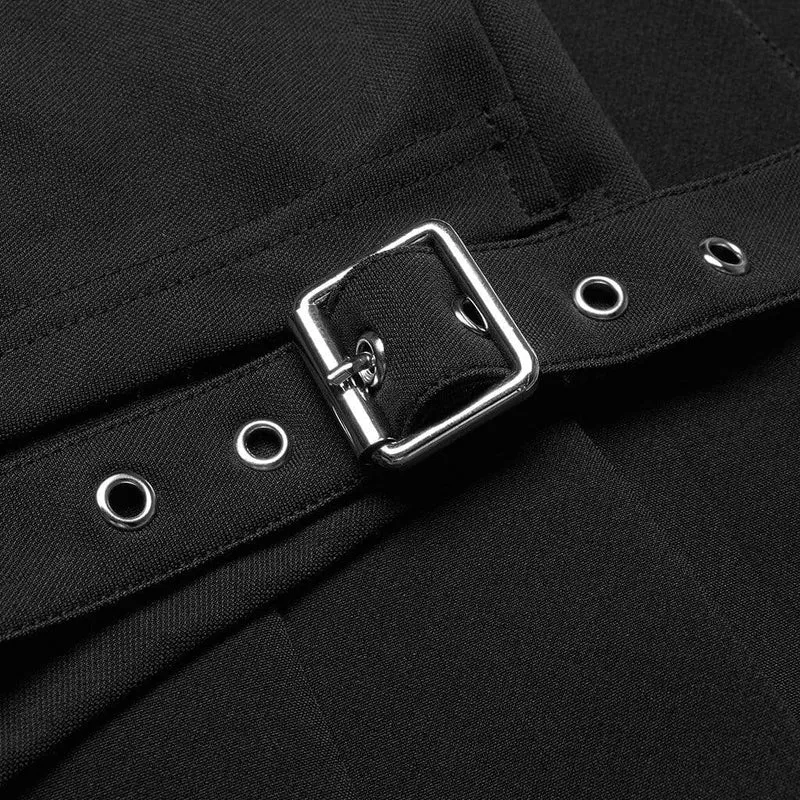 Schwarze zweiteilige Hosenrock im Grunge-Stil mit Faltenrock für Damen