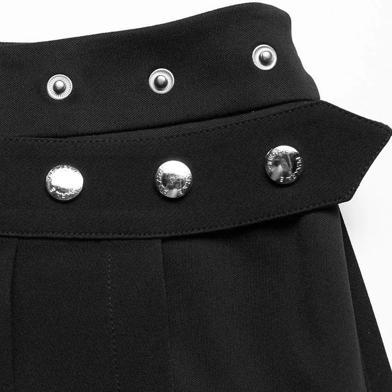 Schwarze zweiteilige Hosenrock im Grunge-Stil mit Faltenrock für Damen
