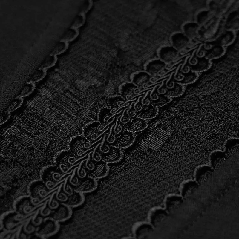 Damen Gothic Punk Schwarz Asymmetrisches Oberteil mit Rundhalsausschnitt