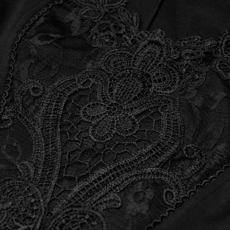 Damen Gothic Punk Schwarz Asymmetrisches Oberteil mit Rundhalsausschnitt