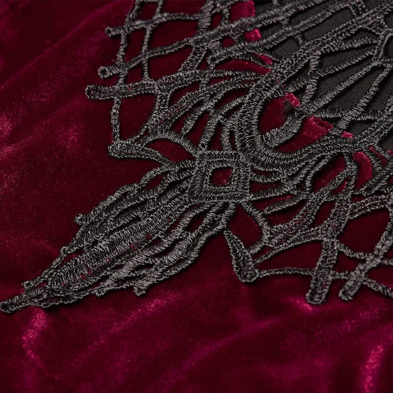 Gothic Scarlet und Black Short Collared Dress für Damen in Übergröße