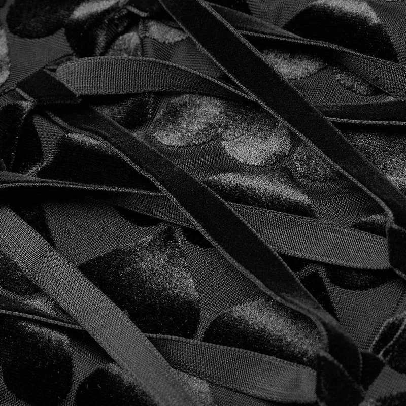 Damen Plus Size Gothic Schwarzes und Graues kurzes Kleid mit Herzkragen