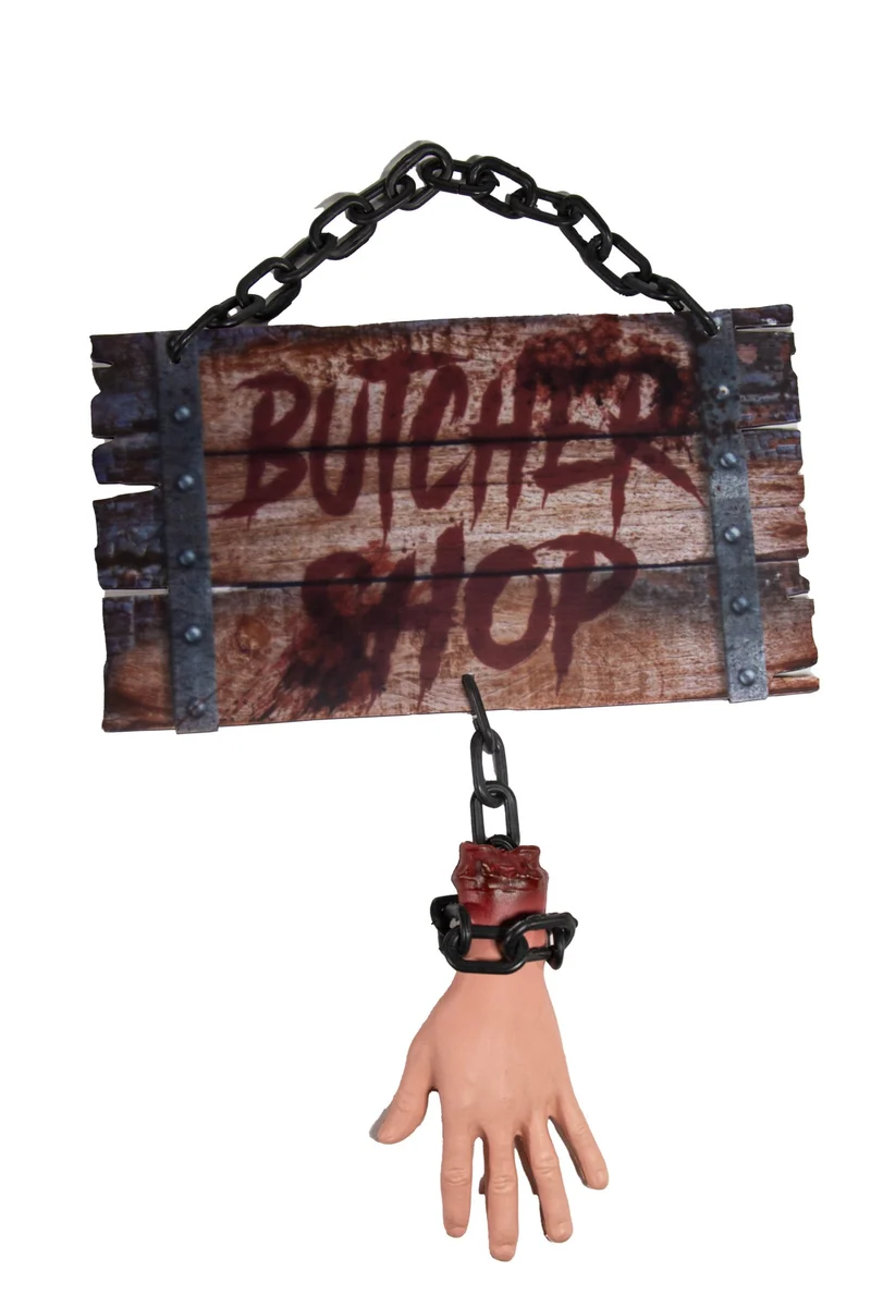 Metzgerschild mit Kette & Hand 60cm