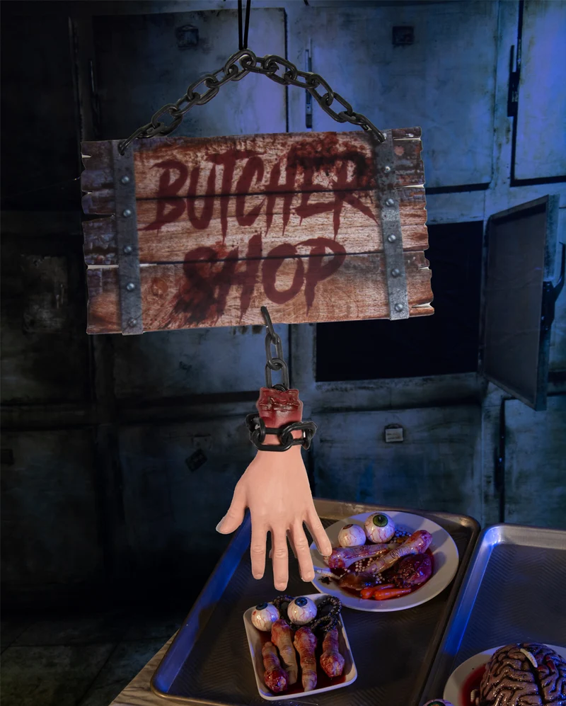 Metzgerschild mit Kette & Hand 60cm