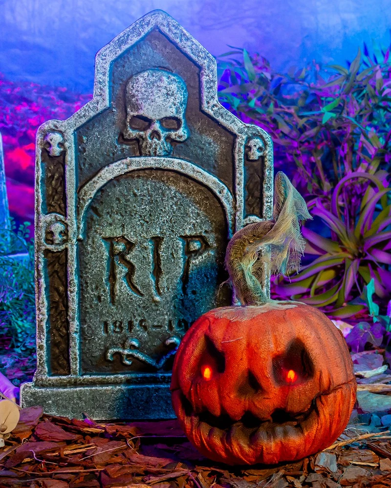 Lachender Halloween Kürbis mit Bewegung & Licht 23cm