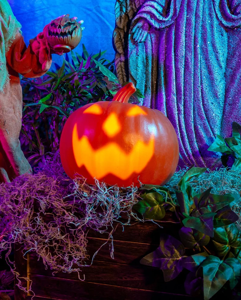 Sprechender Kürbis mit Jack O'Lantern Fratze 23cm