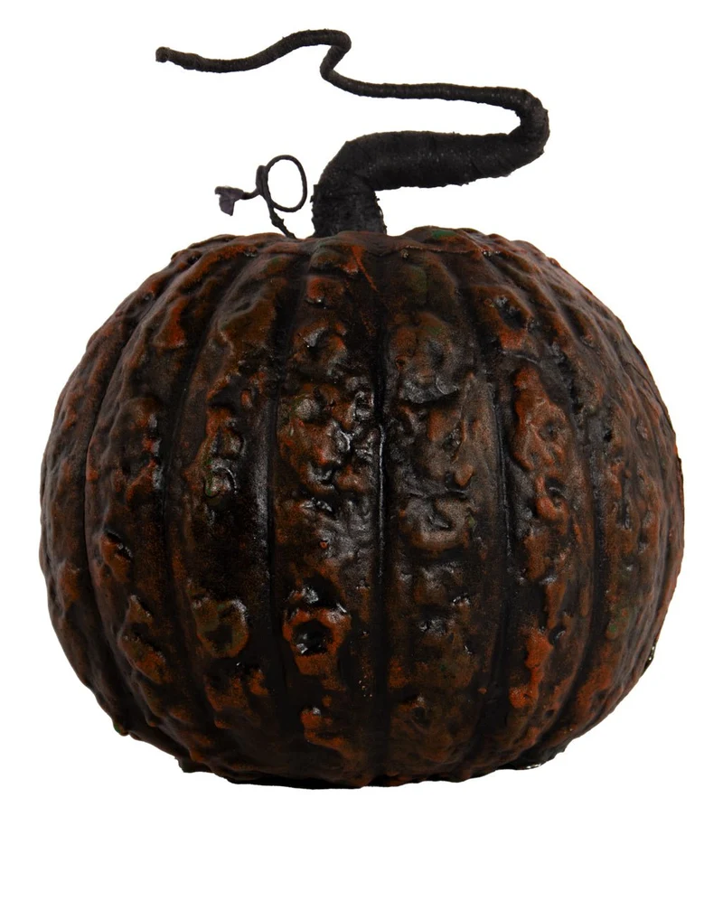 Verrotteter Halloween Kürbis mit Strunk & LED Licht 25cm