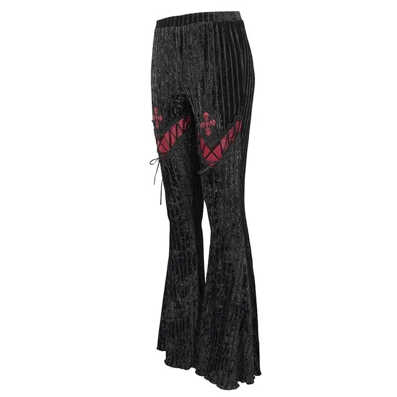 Damen Gothic Riemchen Splice Gerippte Schlaghose