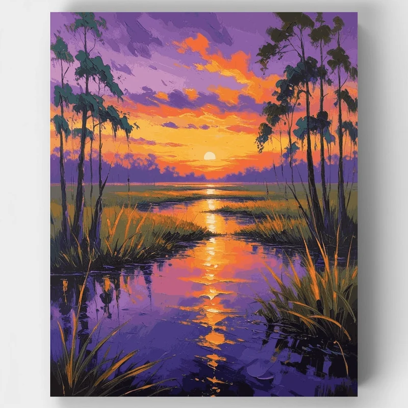 Everglades National Park Purple Twilight Waterway - Paint by Numbers Kit