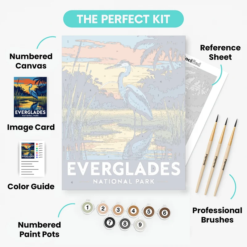 Everglades National Park Great Blue Heron Sunset Poster - Paint by Numbers Kit