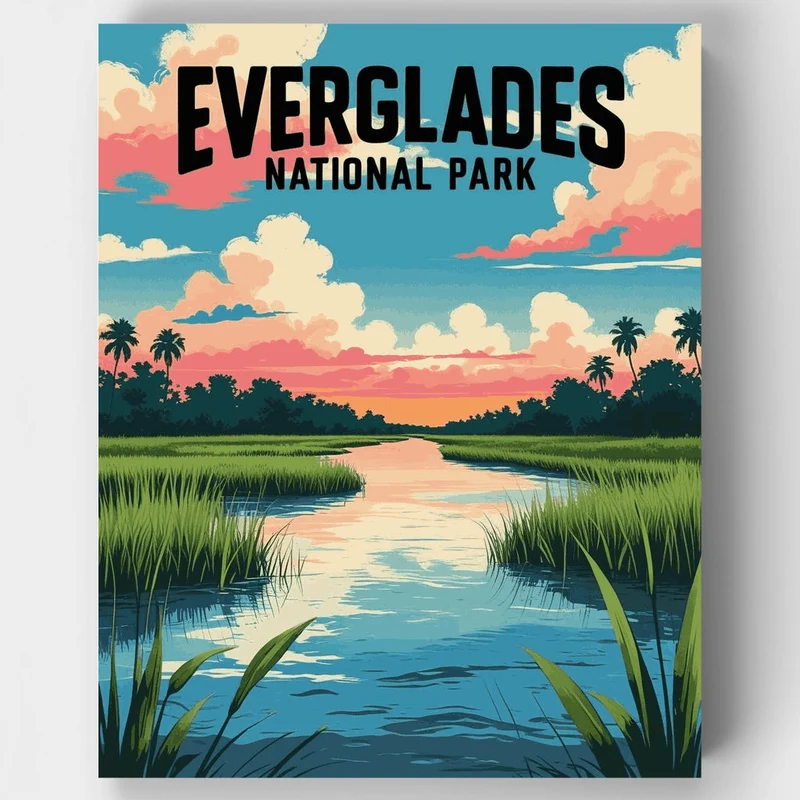 Everglades National Park Wetlands Sunset Waterway - Paint by Numbers Kit