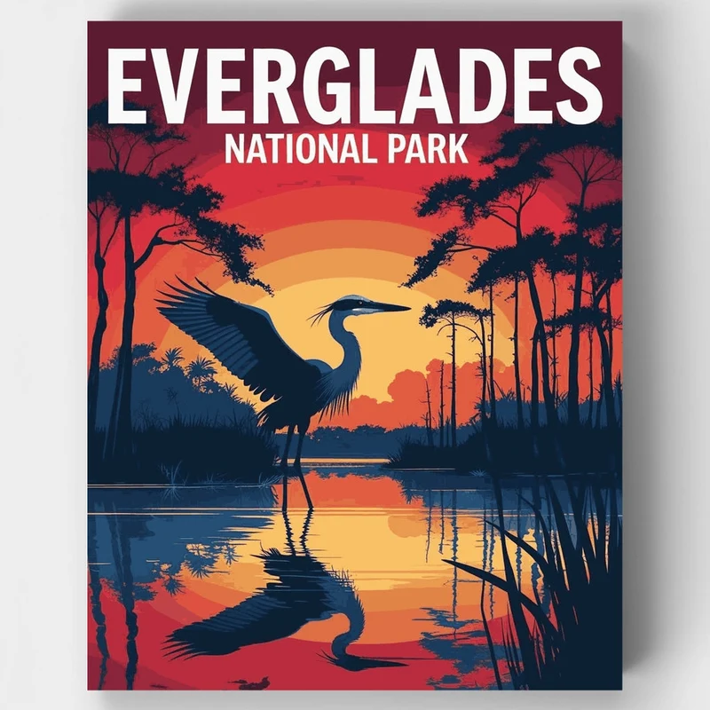 Everglades National Park Great Blue Heron at Sunset - Paint by Numbers Kit