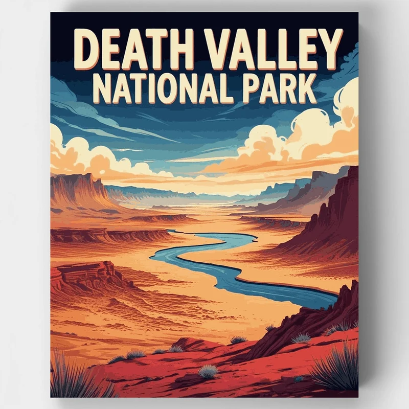 Death Valley National Park Desert River Canyon - Paint by Numbers Kit