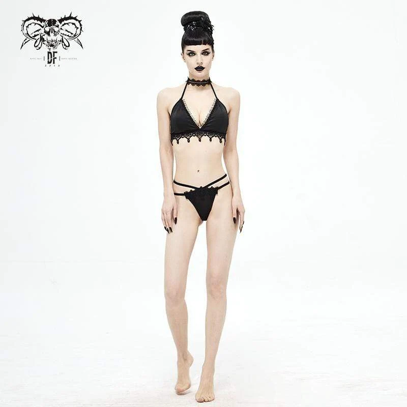 Frauen Punk Black Triangle Lace Bikini