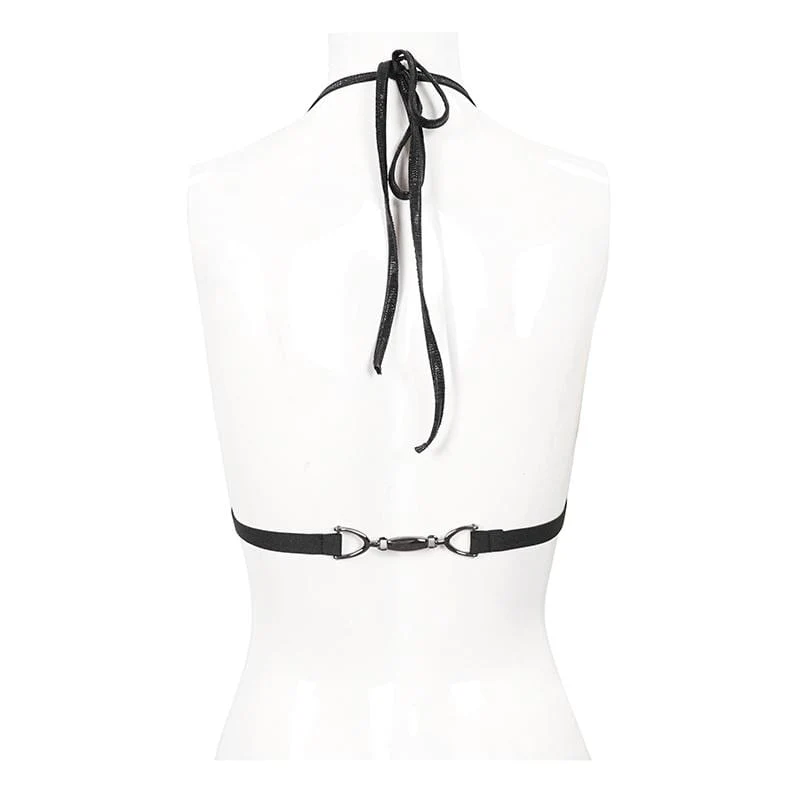 Frauen Punk Black Triangle Neckholder Bikini Top