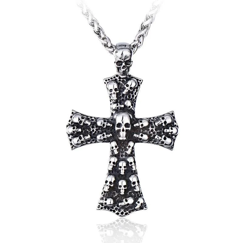 Gothic Punk Totenkopf Kreuz Halskette für Herren