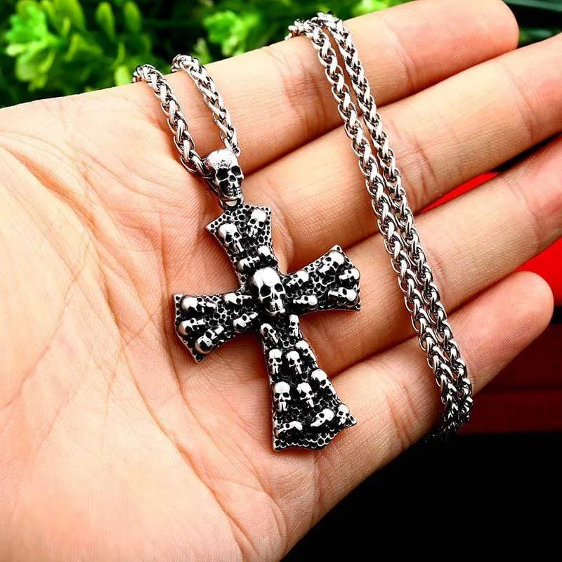Gothic Punk Totenkopf Kreuz Halskette für Herren