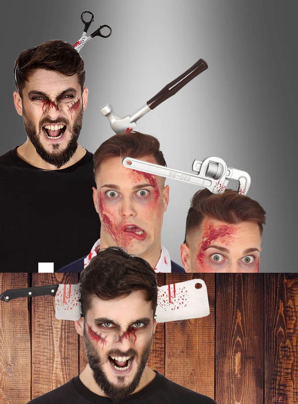 Horror Haarreif Werkzeuge im Kopf
