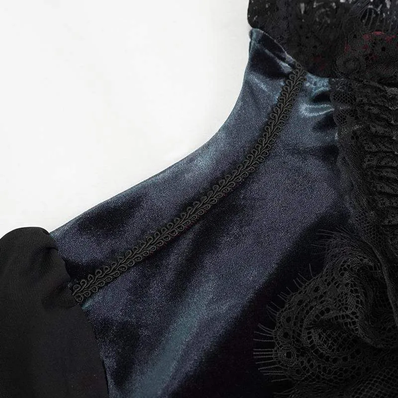 Gothic-Spitze-Spleißhemd mit Puffärmeln für Damen