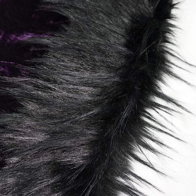 Gothic Zipper Samtmantel für Damen mit Hexenkapuze