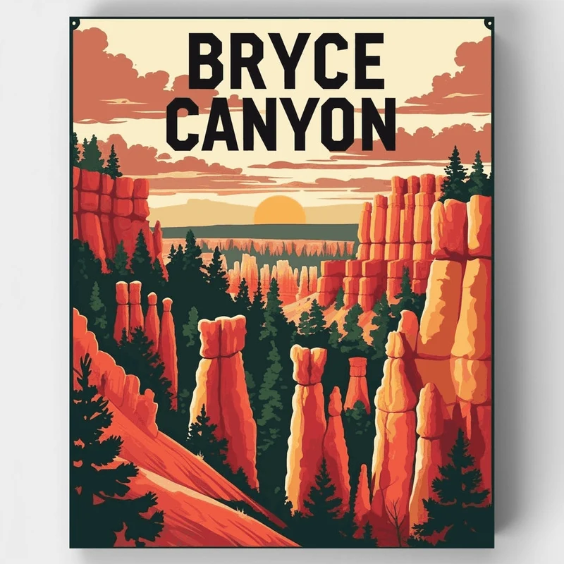 Bryce Canyon National Park Sunset Hoodoo Panorama - Paint by Numbers Kit