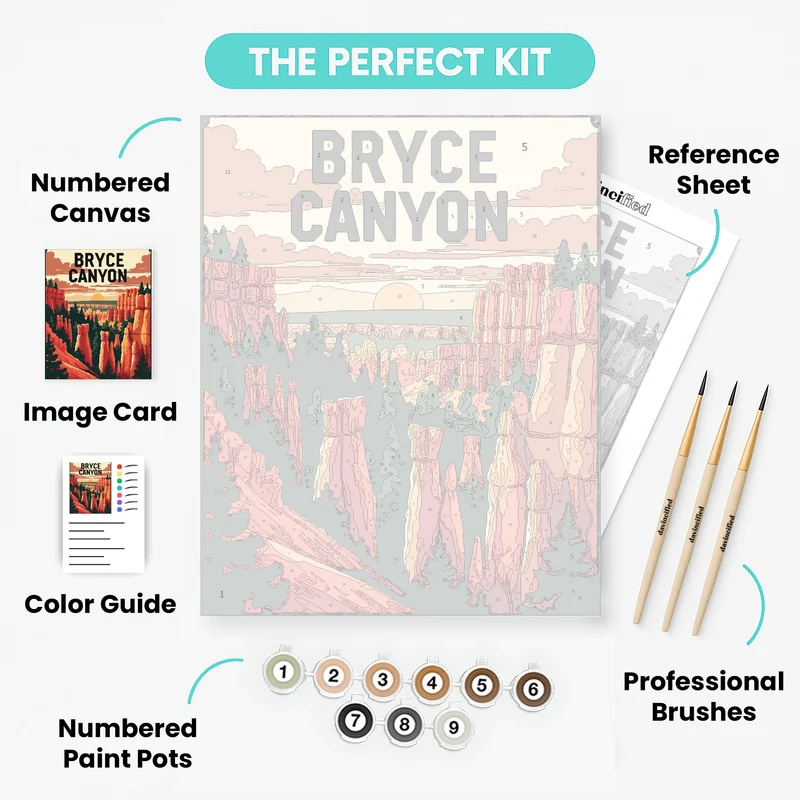 Bryce Canyon National Park Sunset Hoodoo Panorama - Paint by Numbers Kit