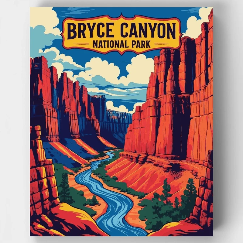 Bryce Canyon National Park Winding River Canyon - Paint by Numbers Kit