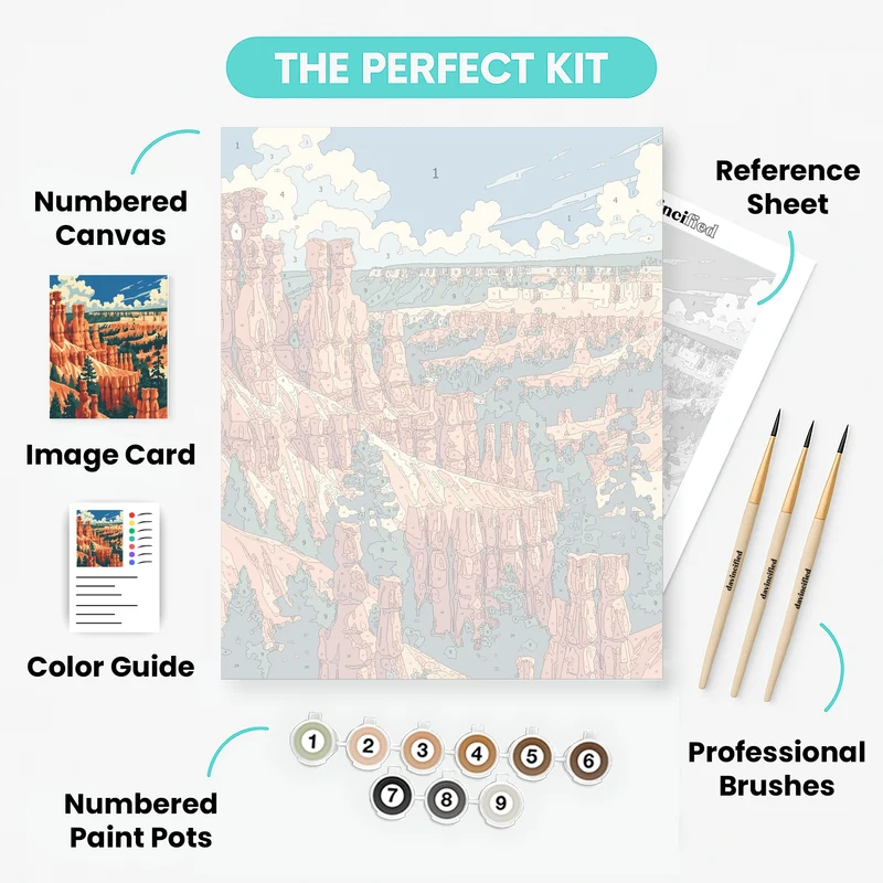 Bryce Canyon National Park Hoodoo Forest Panorama - Paint by Numbers Kit