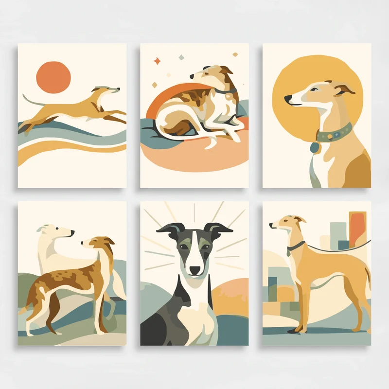 Graceful Greyhounds - Mini Paint by Numbers Set