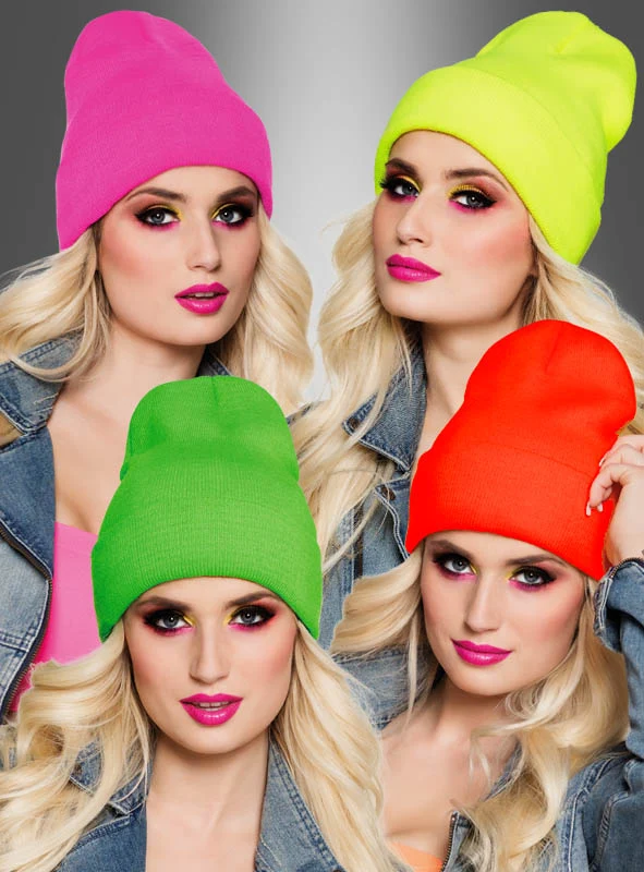 Beanie Strickmütze in coolen Neonfarben