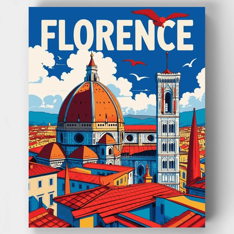 Florence Duomo Rooftop Panorama - Paint by Numbers Kit
