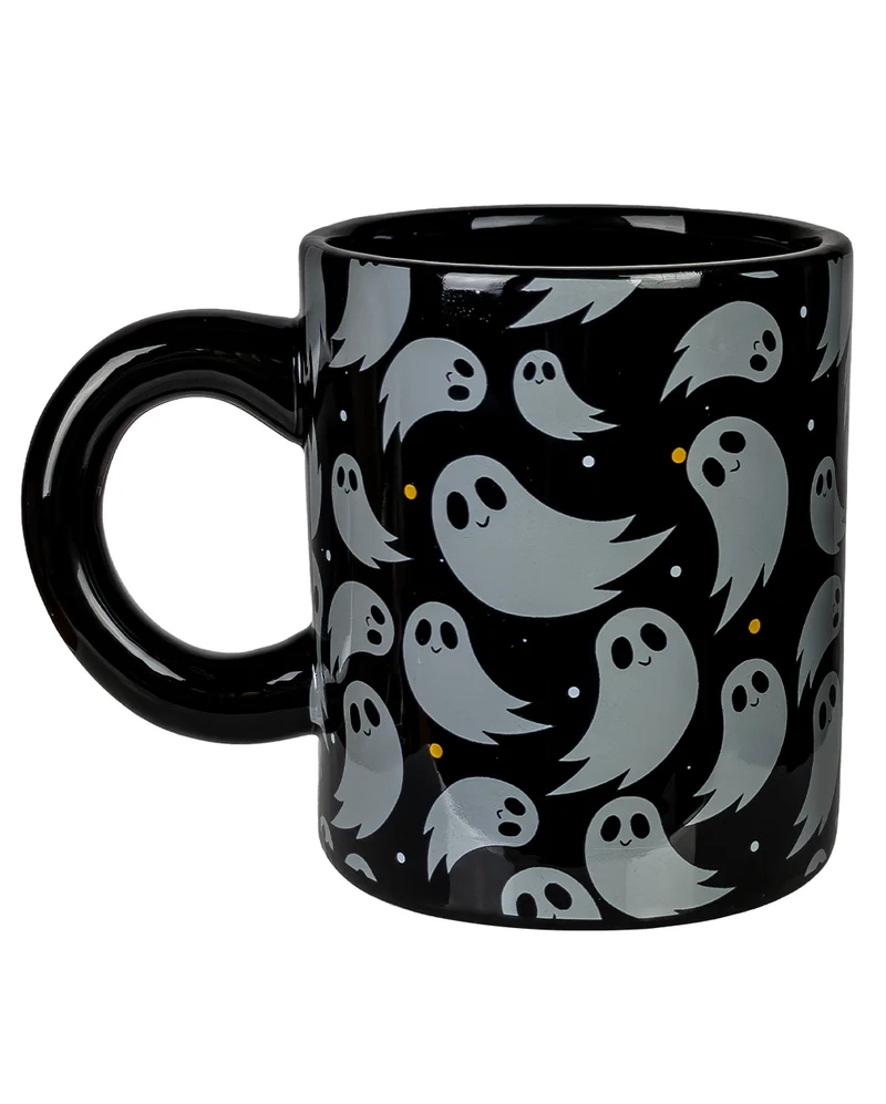 Schwarze Halloween Tasse mit Mini Geist