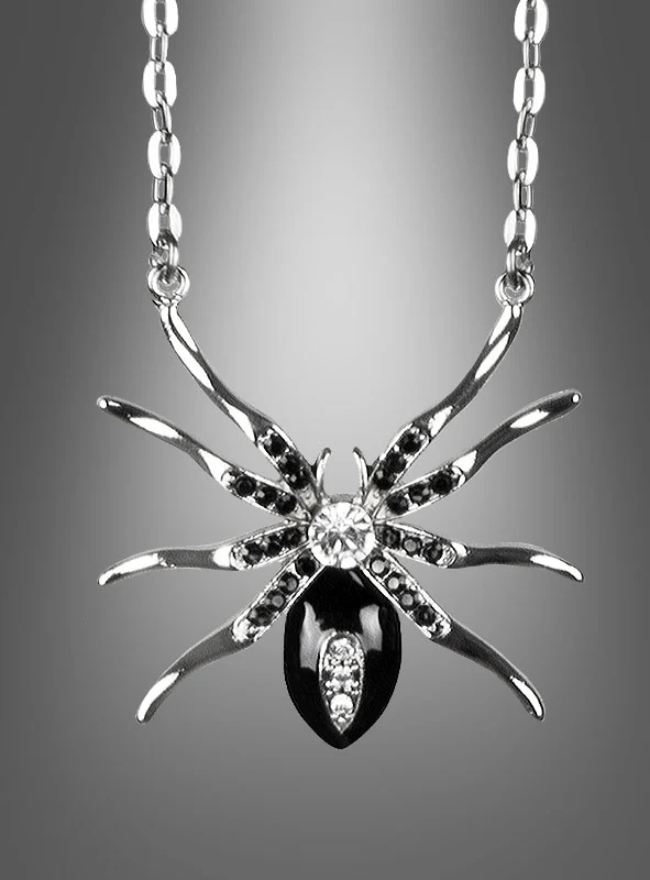 Silberkette Spinne mit Edelsteinen